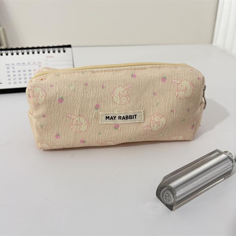 Cute Corduroy Makeup Bags Pencil Case Solid Color Pen Bag Pouch Gift for Girls School Office Stationery Organizer Supplies