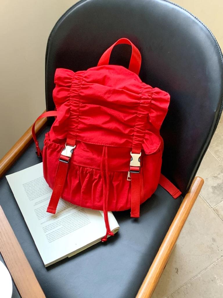 Ruched Mochilas Mujer Preppy Style Mochila Lightweighte Portable Bag Outdoor Travel Nylon Backpack Korean Bags for Woman