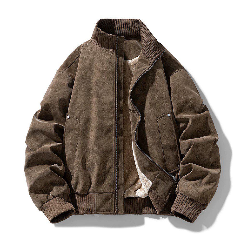 Men's Winter Couple's PU Leather Jacket with Fur Collar - Thick, Warm, Loose Fit Coat