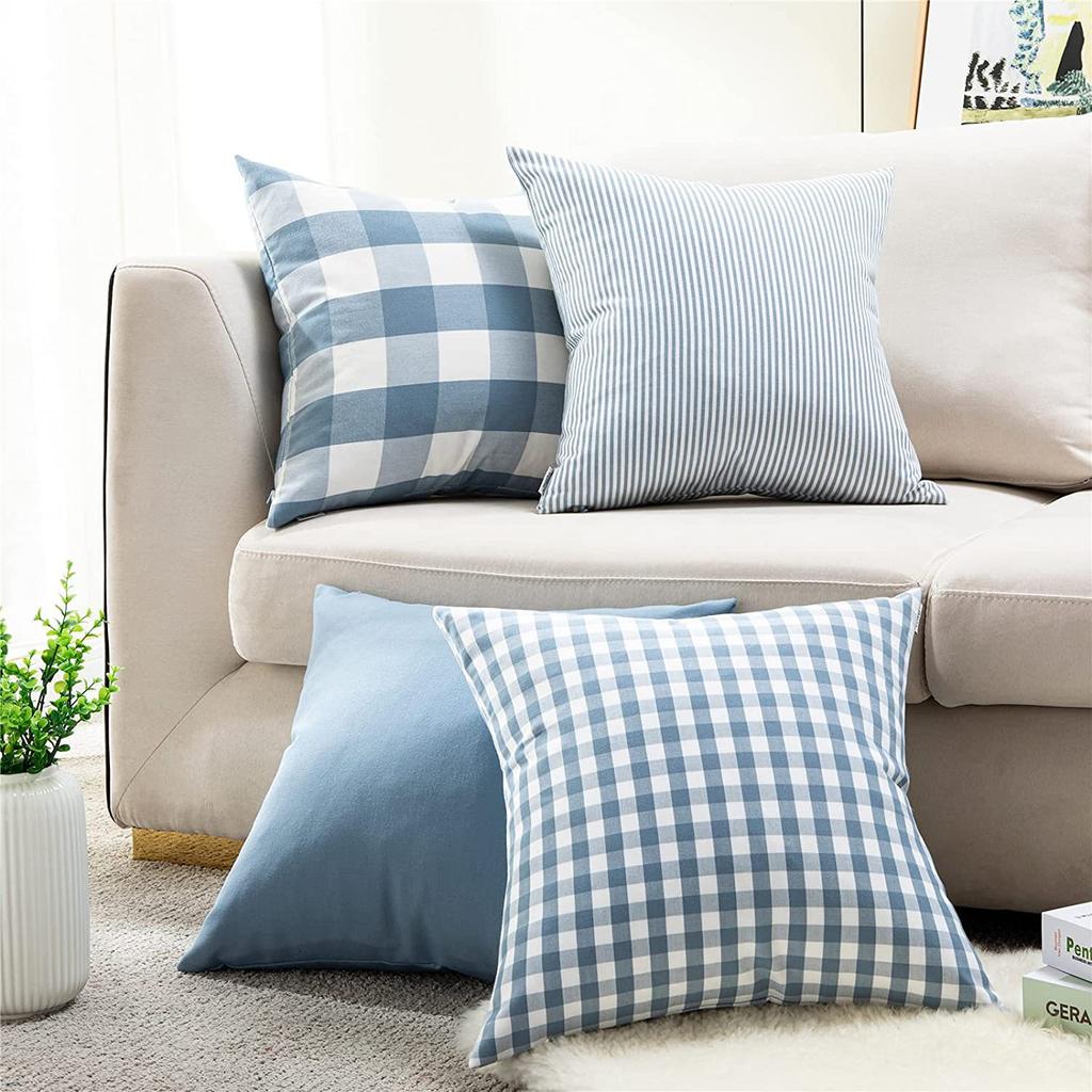 Einfacher Schlichter Schlichter Gestreifter Karierter Kissenbezug Sofakissenbezug Autokissenbezug