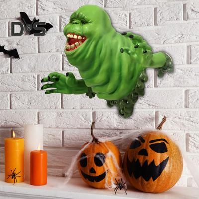 Green Ghost Ornament Spooky Halloween Wall Decoration Green Glutton Figurine for Home Haunted House Horror Themed Parties