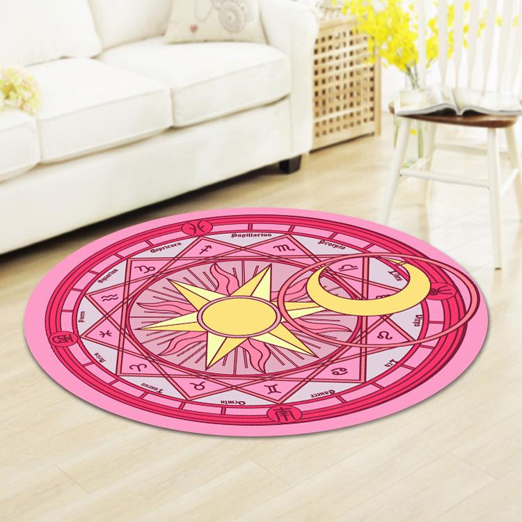 Astrologie Fliegender Teppich Matte Teppich Tierkreis Sonne Mond Heimdekoration Rundes Mystisches Design Wohnzimmer Bodenmatte mit Sternensymbolen