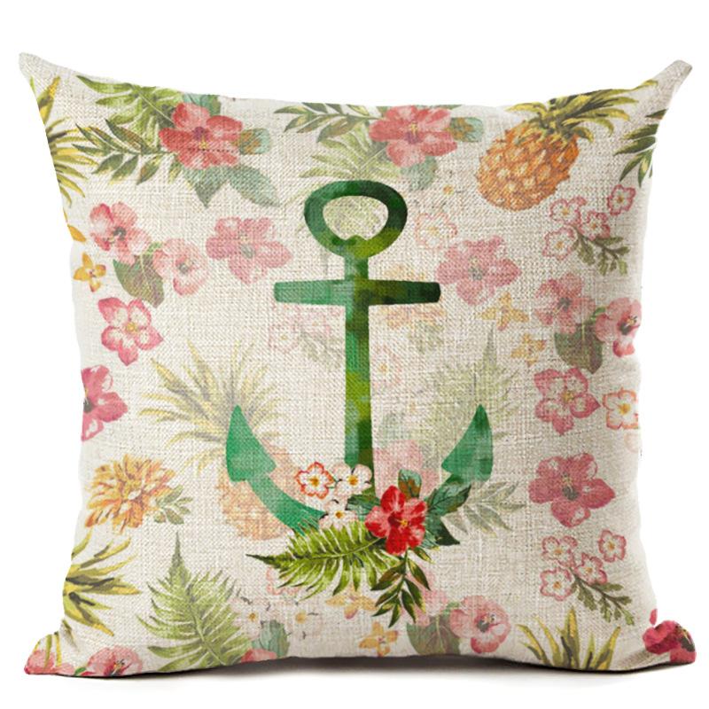 Husă de pernă din bumbac, în stil nordic, model de ancoră, navă marină, husă de pernă, husă de pernă decorativă Cojines Almofadas