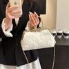 Luxury Appliques Sequins Handbags for Women Wedding Party Clutch  Chain Messenger Bags Metal Hasp Totes  White Gold Purse