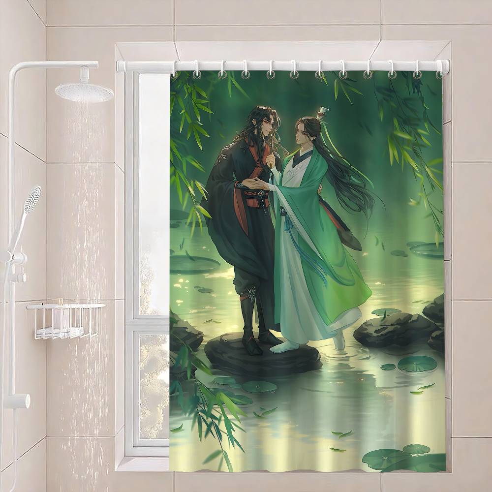 Anime The Scum Villains Pattern Bathroom Shower Curtain Bathroom Partition Curtain Light Opaque Waterproof Material Bathroom