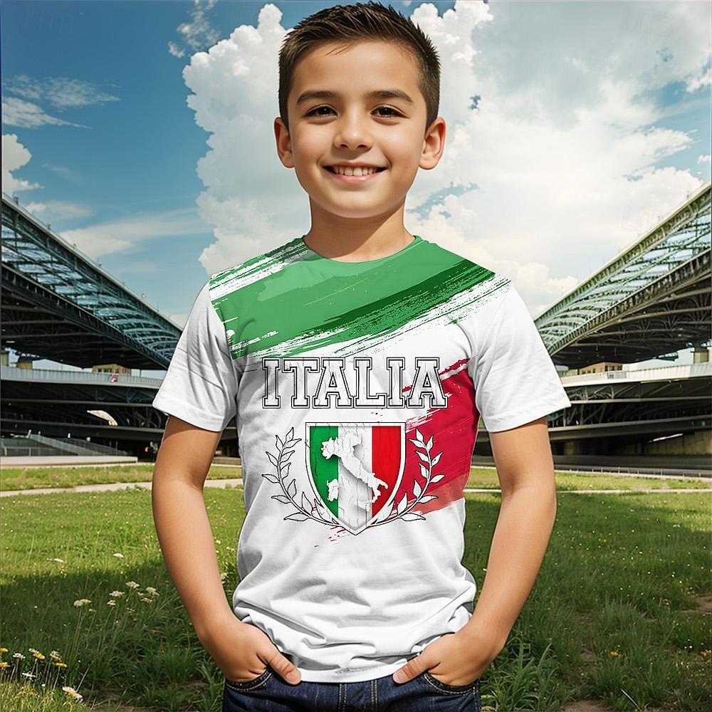 

Детская одежда Футболка для мальчиков с коротким рукавом 3D Футбольный принт Детская летняя одежда Повседневная одежда для активного отдыха с круглым вырезом для мальчиков 110