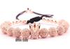 8mm White Zircon CZ Crown Woven Bracelet