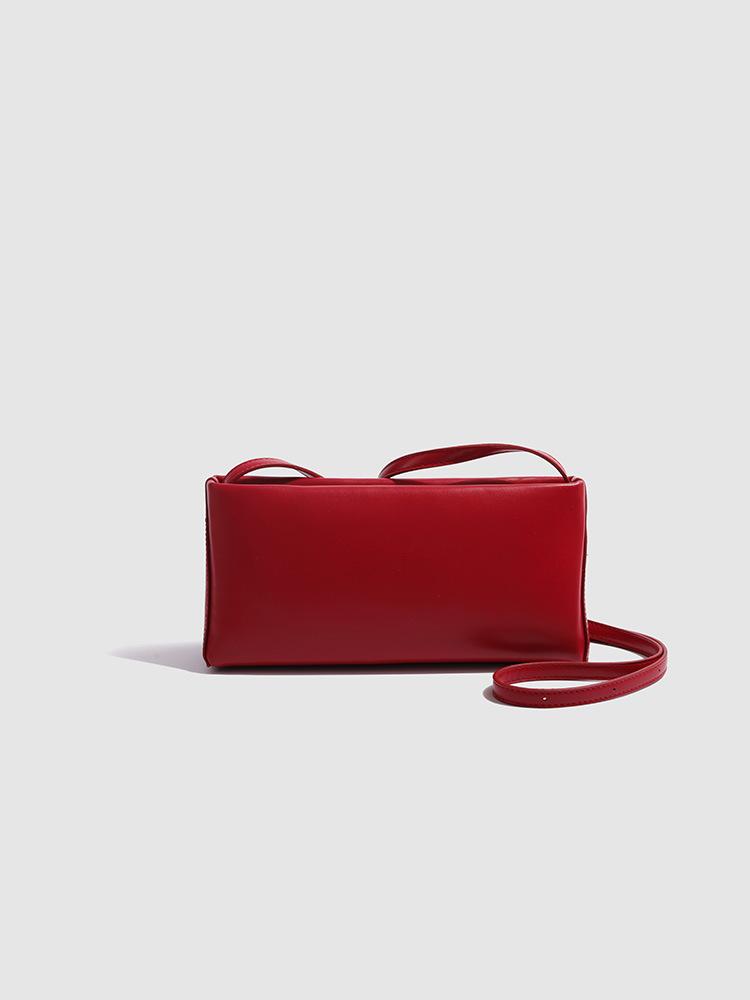 Red retro underarm baguette bag women 2025 new retro high-end fashion portable shoulder oblique span bag tide
