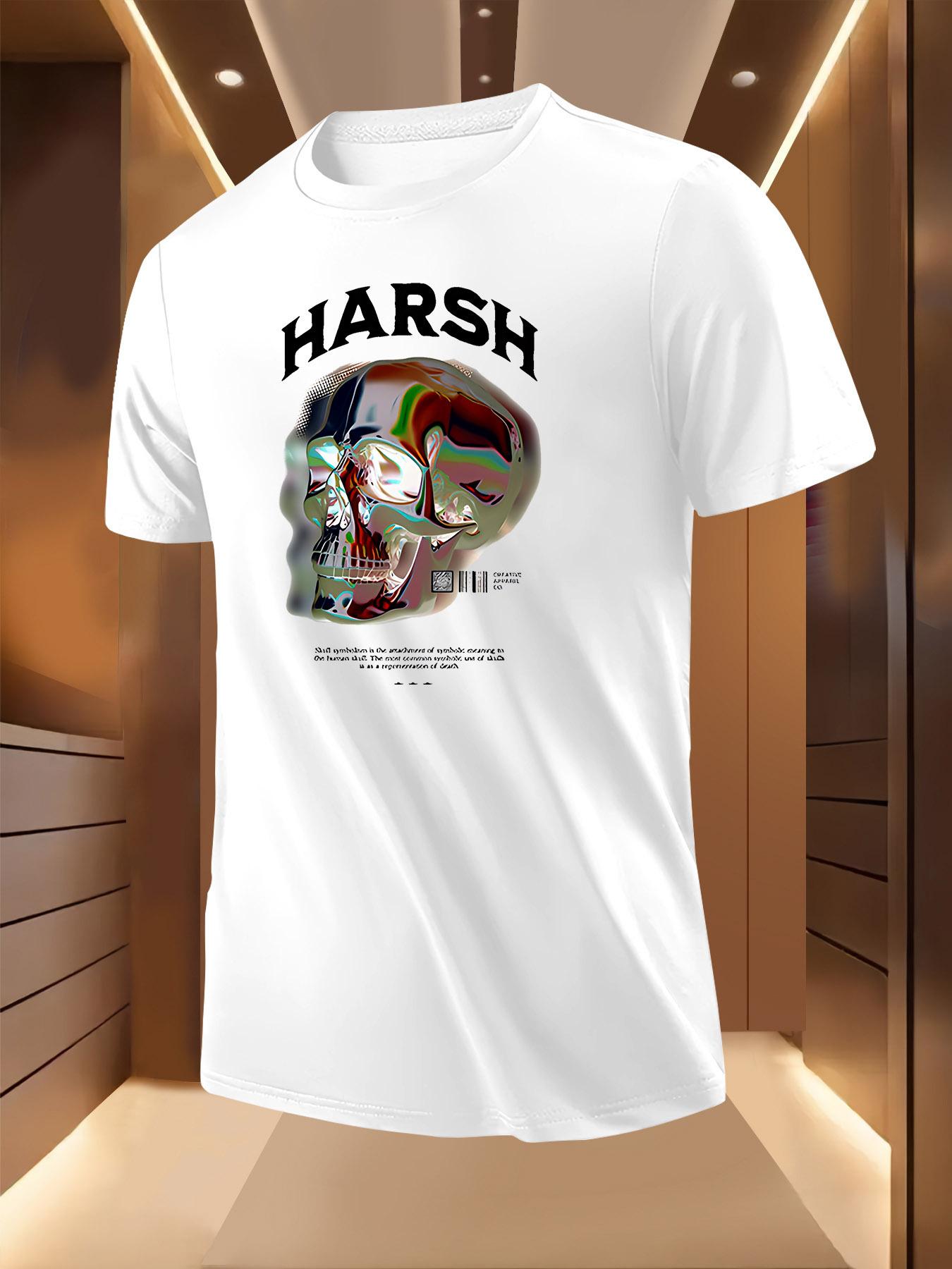 Graphic Tshirt with Vibrant Skull Print HARRSH Text - Bre... XXXL