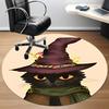 1pc Witch Cat Office Round Area Rug, Indoor Mat Suitable ForOffice, Under Office Chairs Bedroom Living Room Home Decor, Room Deco q031