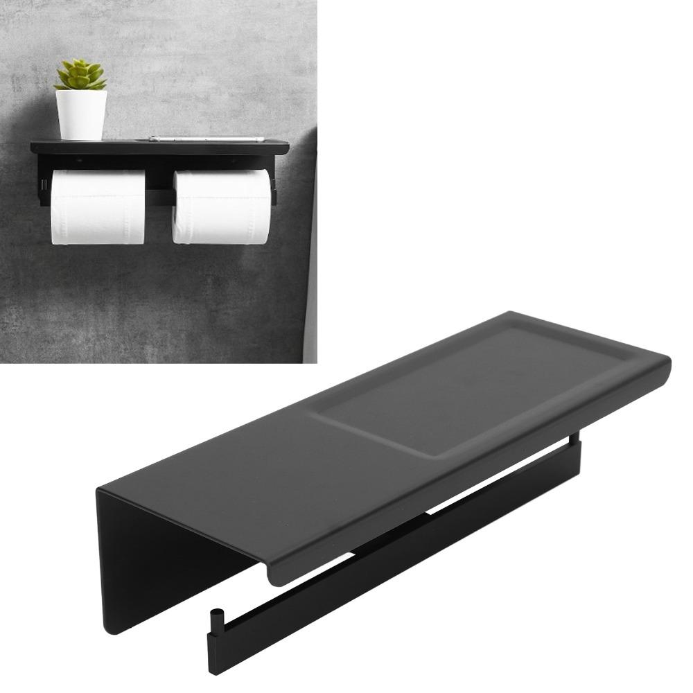 Waterproof Design Bathroom Tissue Holder Black Toilet Paper Storage Shelf Space Saving