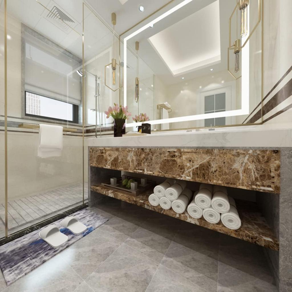 JSEVEM 16"×394" Thick Brown White Marble Wallpaper Peel and Stick Waterproof Brown Marble Contact Paper Vinyl DIY Faux Granite Furniture Tile