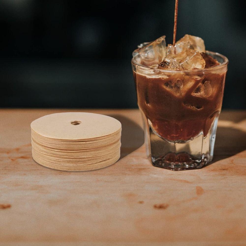 200Pcs 3.75 Inch Replacement Filter Pack Natural Round Coffee Filter Paper  Home Office Use