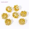 Wholesale 18K Gold Plated Inlaid Zircon Flowers Spacer Beads,Metal Large Hole Beads For DIY Jewelry Making Supplies Accessories