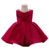 Vestito in Raso da Principessa con Fiocco per il Primo Compleanno di una Neonata