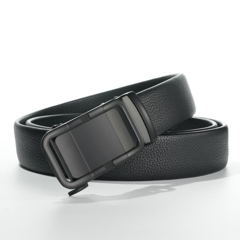 

Мужской ремень из коровьей кожи, модный универсальный кожаный ремень, деловой повседневный, автоматическая пряжка, ремень для брюк для мужчин среднего и молодого возраста 130cm