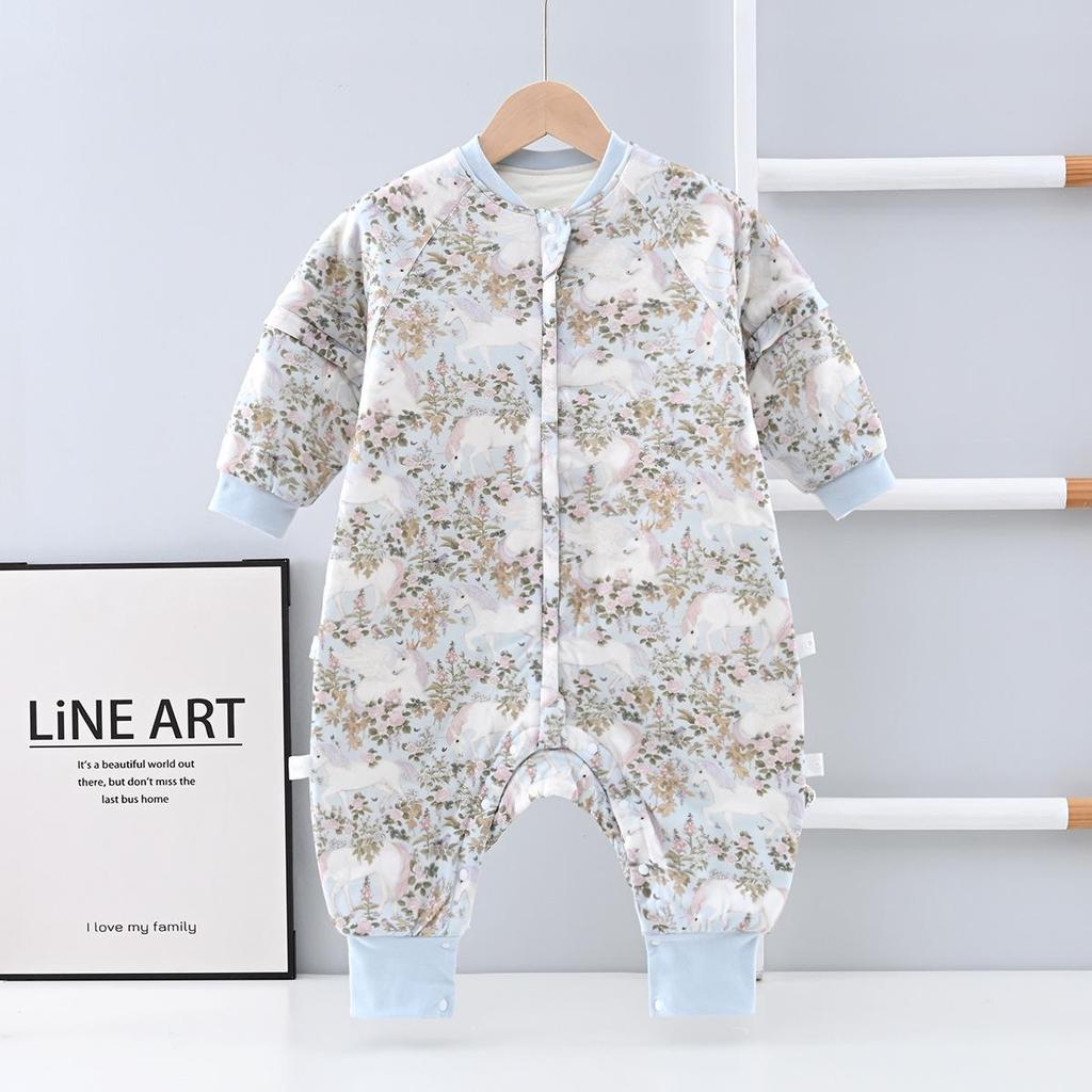 Mulberry Silk Baby Sleeping Bag - Autumn/Winter, Split-Leg Design, Anti-Startle, One-Piece Pajamas