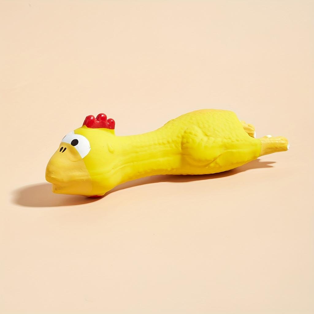 Funny Orange Chicken Squeaky Dog Toy, Durable Latex Chew Toy for Dogs, Interactive Puppy Teething Toy