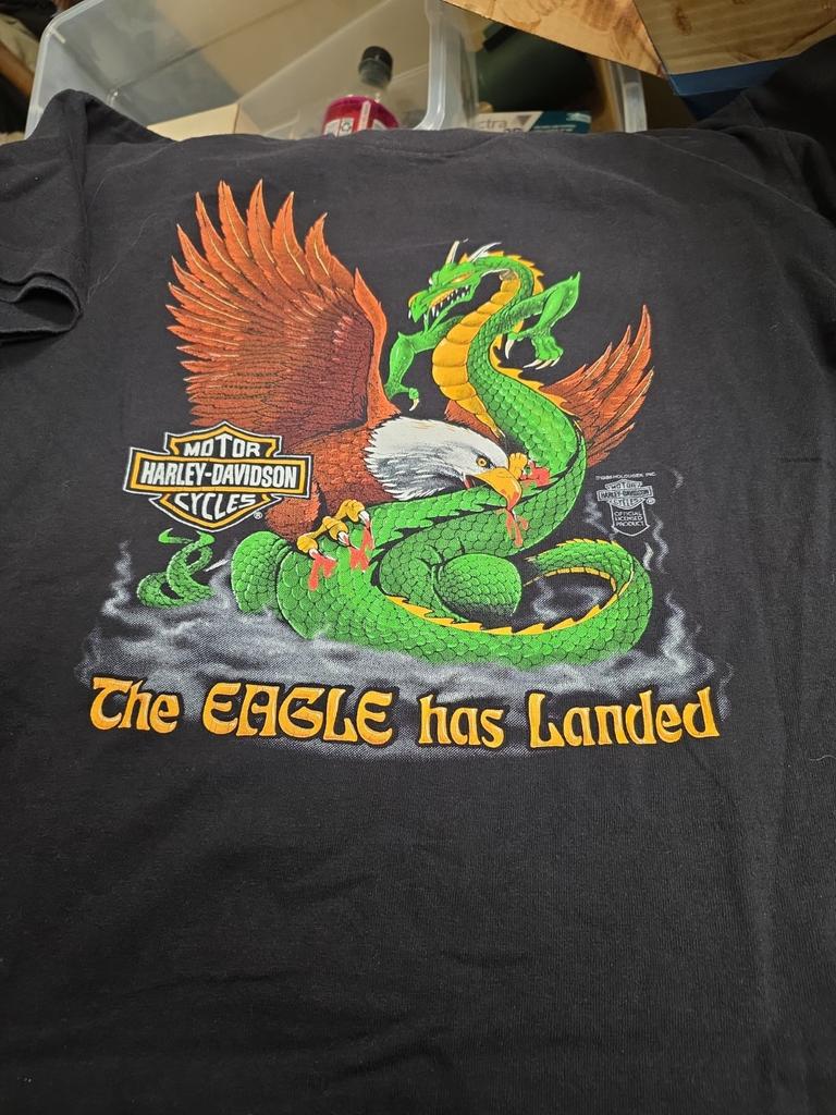 1980s Harley Davidson Dragon 3D Emblem Shirt Size M Double Side Vegas