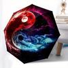 Yin Yang Cosmic Balance: Celestial Harmony Design Umbrella, Cute Umbrella with Cute Design, Portable 3-Fold Compact Umbrella for Men & Women, Valentin