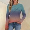 Fashionable Women's Long-sleeved Gradient Round Neck Casual Pleated Loose Top