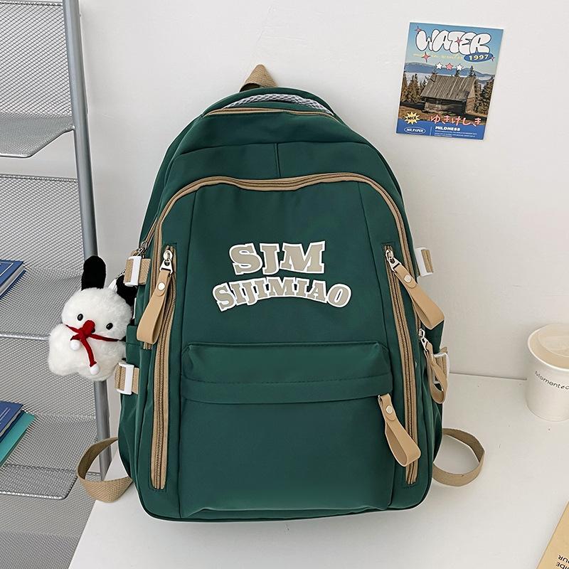 Schoolbag Contrast Color Girls Backpack 1011 Hot Sale ins Simple Casual Student School Bag Korean Simple Large Capacity Backpack