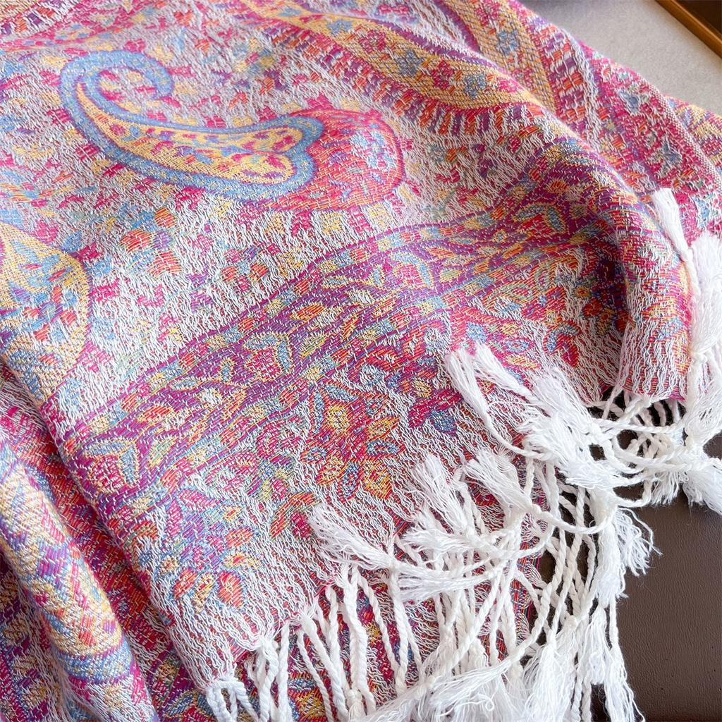 High-End Imitation Cashmere Jacquard Craft Scarf Shawl Autumn And Winter Ethnic Style Cashew Flower Warm Outside Women