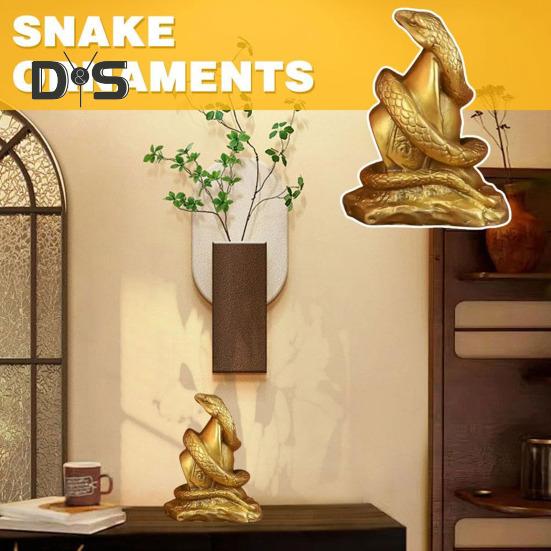 Zodiac Snake Ornament Resin Snake Figurine Tabletop Wealth Luck Snake Statue for Chinese New Year Home Office Decor