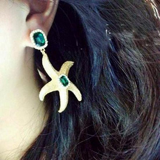 European Baroque Spring Starfish Rhinestone Earrings B199