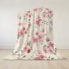 Blush Floral Vine Flannel Blanket Warm Soft Halloween Christmas Couch Warm Cozy Decorative Decor Gift for All Season
