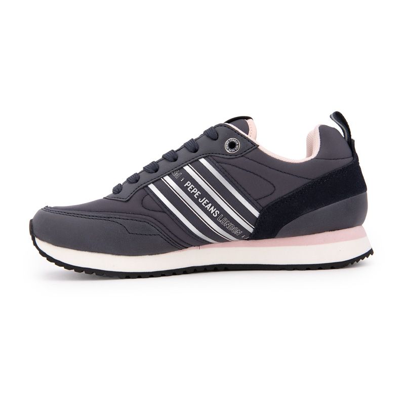 Baskets navy à lacets intérieur rose pastel Femme PEPE JEANS
