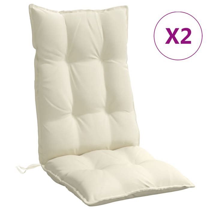 VidaXL Lot de 2 Coussins de Chaise à Dossier Haut, Galette de Siège Imperméable, Coussin d'Extérieur Anti-glissement Jardin 377608