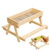 Chicken Food Feeder Squirrel Wild Bird Feeder Wooden Mesh Bottom Stand Keeps Food Fresh Dry For Poultry Turkey Duck Flock