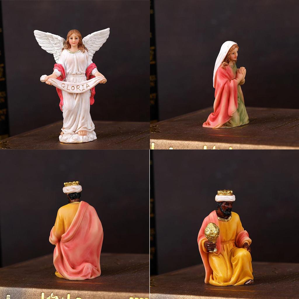 Christmas Nativity Scene Jesus Figurines Manger Christmas Decor Christian Family Nativity Miniature Figurines For Indoor Outdoor