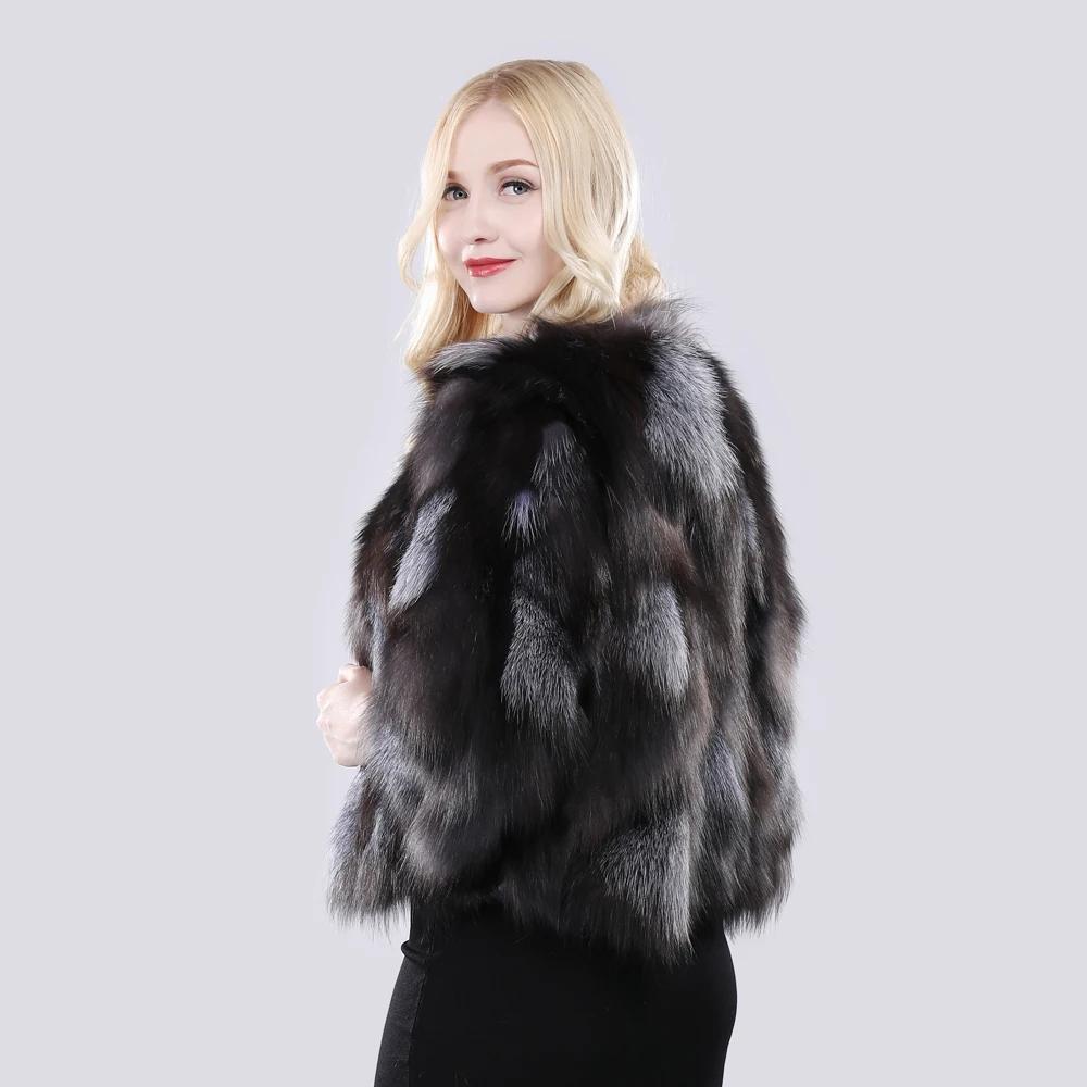 Hot Sale Women Real Silver Fox Fur Coats Winter Warm Natural Fox Fur Jackets Russian Lady Short Style Genuine Fox Fur Outerwears