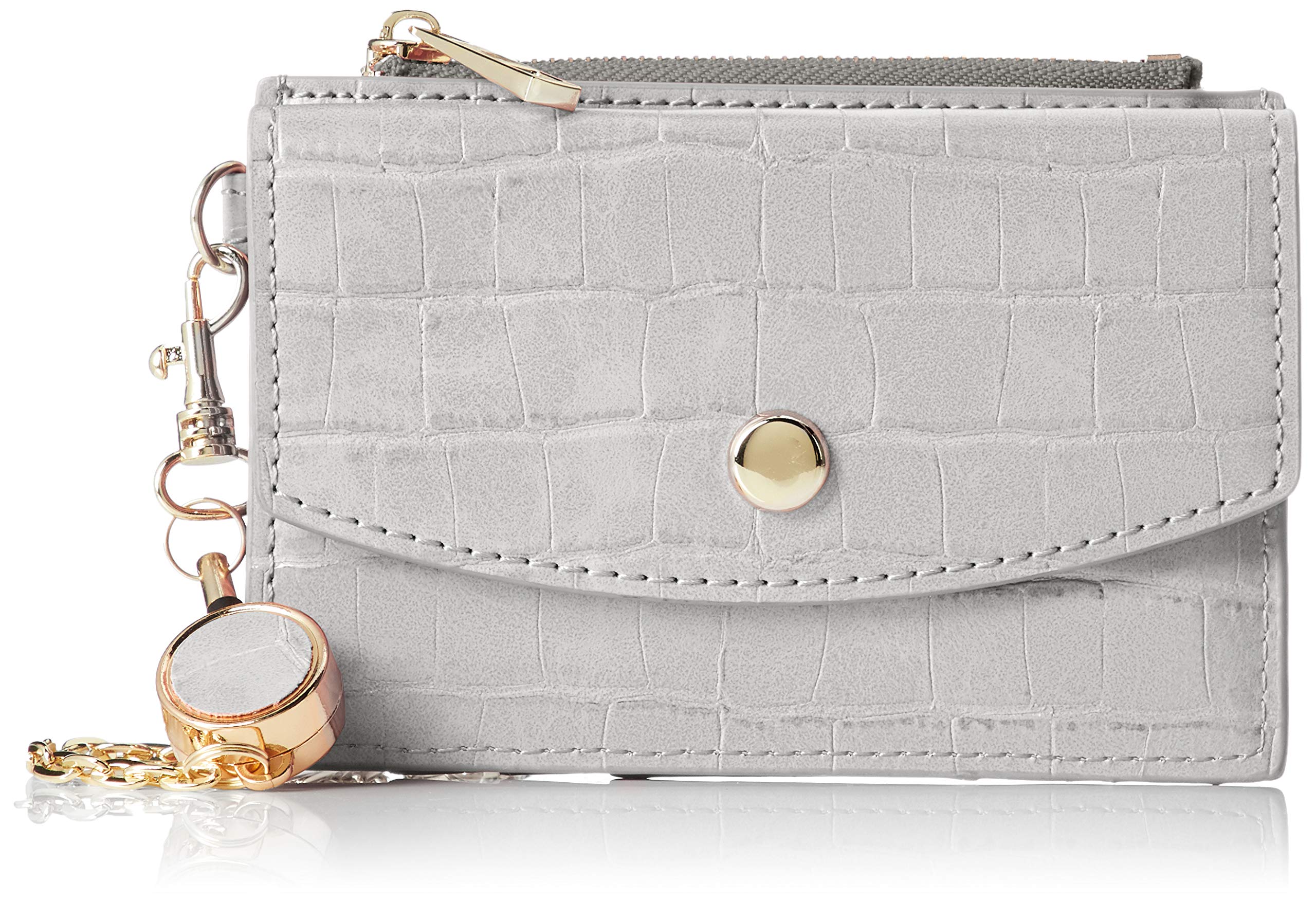 Card Case Crocodile Embossed Retractable Pass Case Light Gray [Legato Largo] LJ-G0843