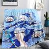 1PC Genshin Print Flannel Blanket, High quality All Seasons, Home Decor, Warmth and Comfort, Perfect for Christmas Gifts