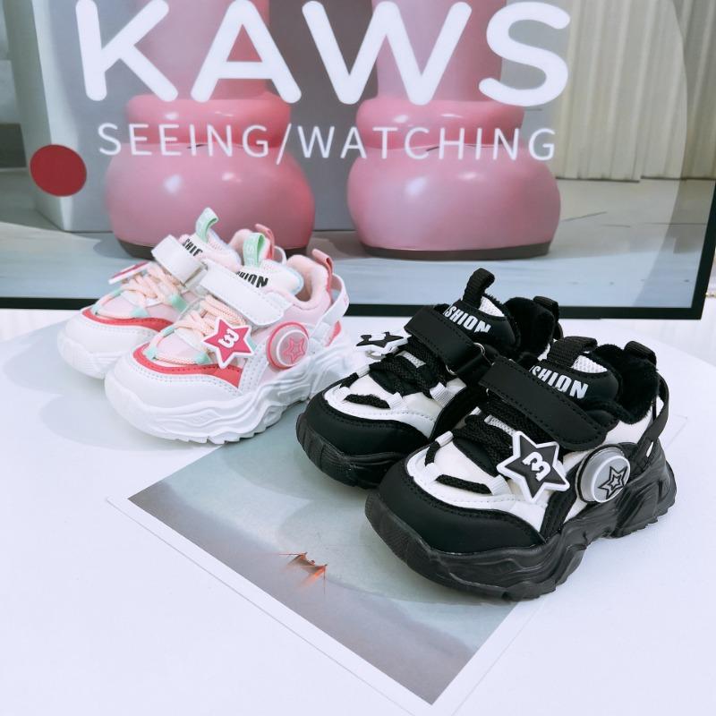 Autumn and Winter New Fashion Children's Shoes Fleece Thermal Casual Shoes Girl Flashing Light Classmate