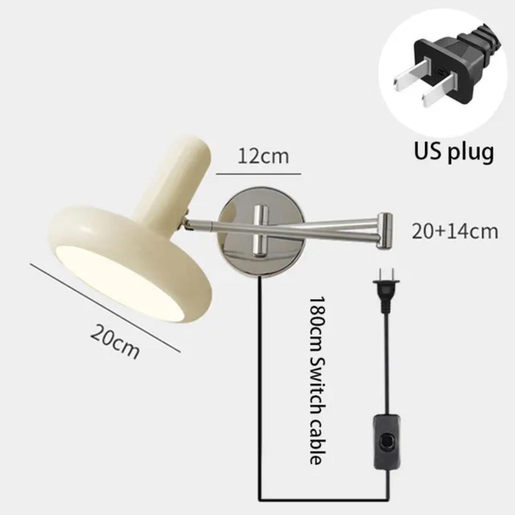 New Stylish Elegant Modern Adjustable Nordic Cream LED E27 Bulbs Wall Lamp for Bedroom, Living Room, and Office with Study and R