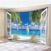 Window View Tapestry Wall Hanging, Scenic Nature Landscape Backdrop, Artificial Window Wall Decor for Bedroom Living Room