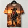 Funny 3D Western Cowboy Cat Print Men's T-shirt Fashion Cool Party Daily T Shirt Outdoor Casual Short Sleeve Top Summer Clothing