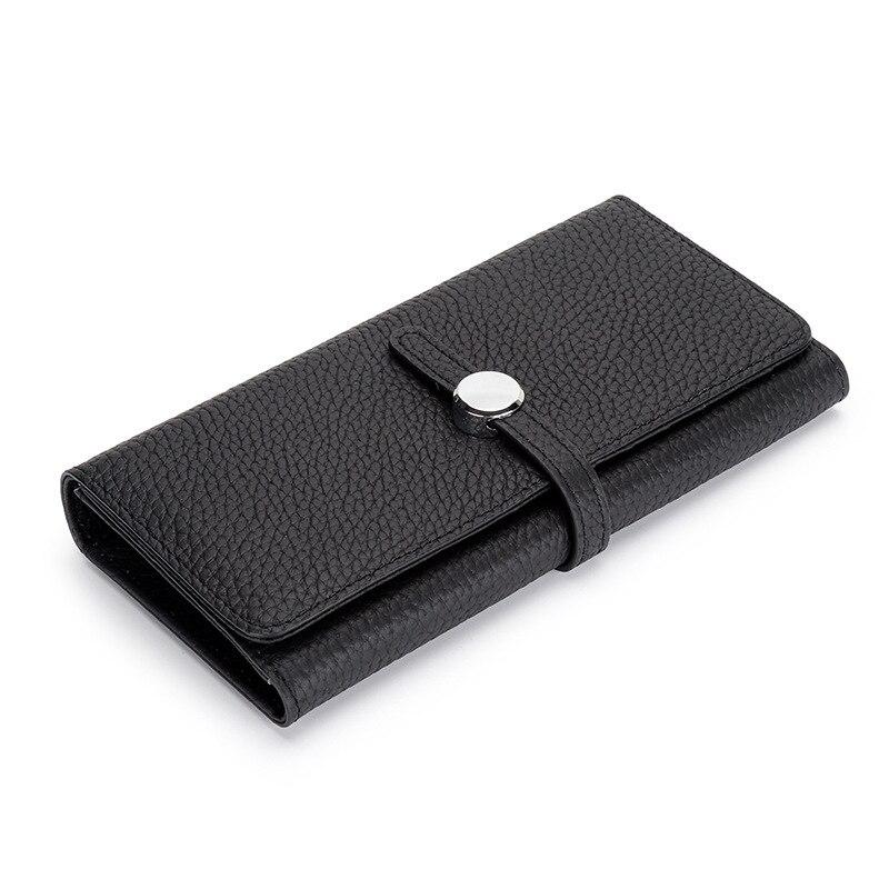 Long Genuine Leather Wallet Women's Folding Large Capacity Wallet New Soft Cowhide Women's Clutch Phone Holder Wallet
