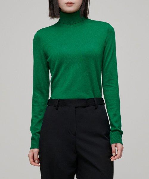 Musinsa Standard Woman Women S Merino Wool Blend High-Gauge Turtleneck Knit [Green] Green/L