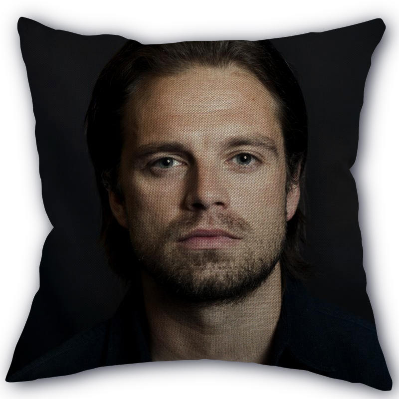 45X45cm Pillow Cover Sebastian Stan Home Decorative Pillowcase Square Zipper Cotton Linen Pillow Cases Bedroom 0331