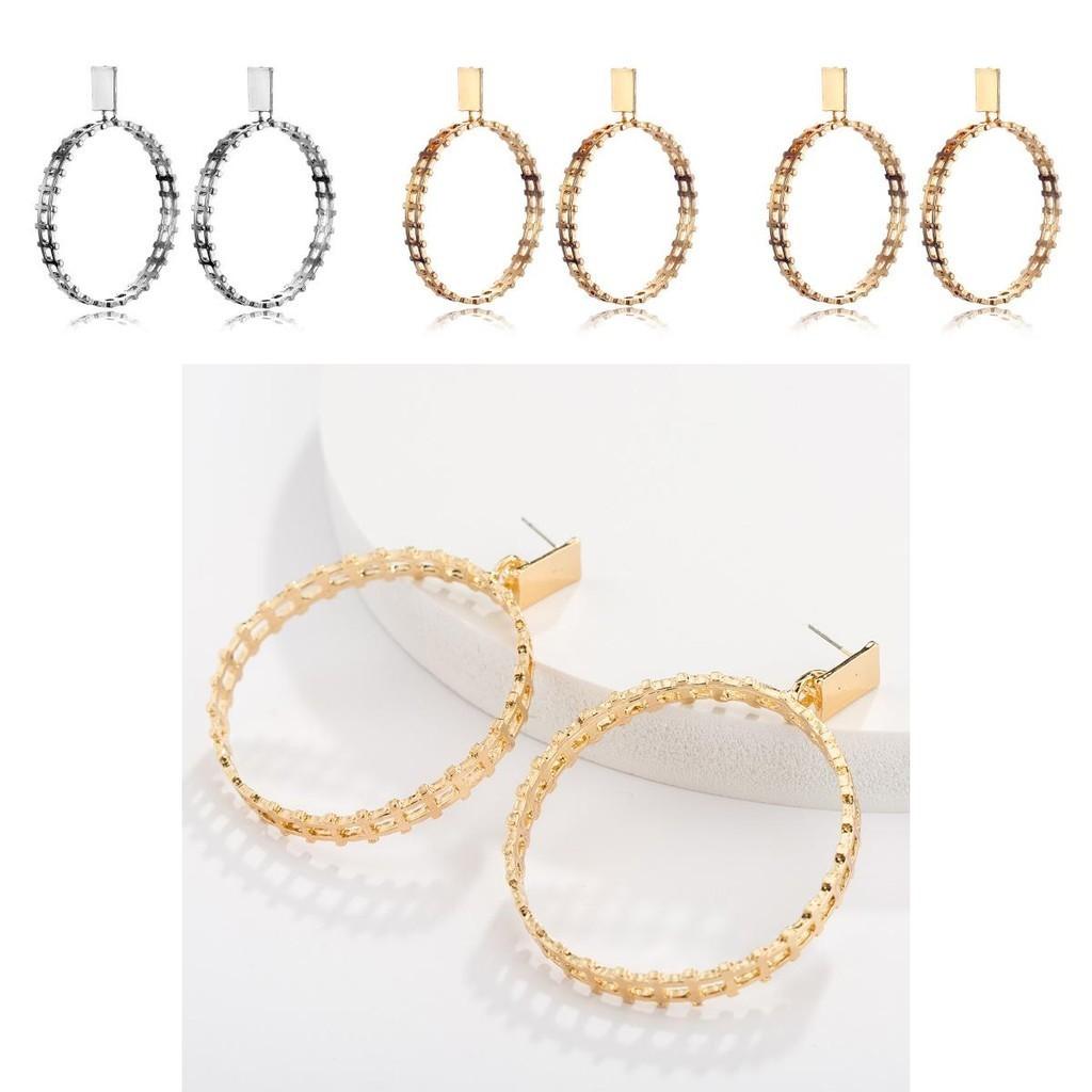 Plated Gold Stylish Geometric Earrings Trendy Street Style Jewelry Musthave