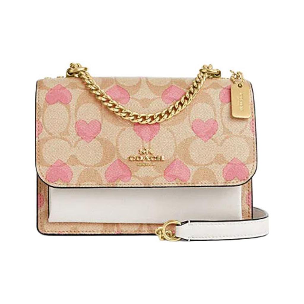 Coach Klare 18 Heart Print Classic Monogram Flap Letter Logo Canvas And Leather Chain Shoulder Bag Women Shoulder Bag CO950-IMOTV