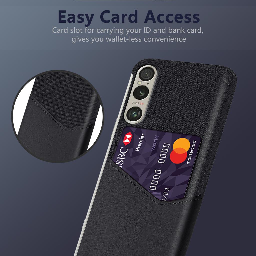 For Sony Xperia 1 VI Case Card Slot PC Phone Cover Cloth Texture
