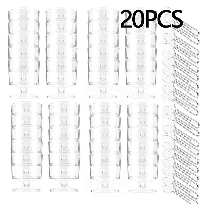 10/20PCS Disposable Dessert Cups Plastic Dessert Cups with Spoons Mousse Ice Cream Appetizers Pudding Party Supplies