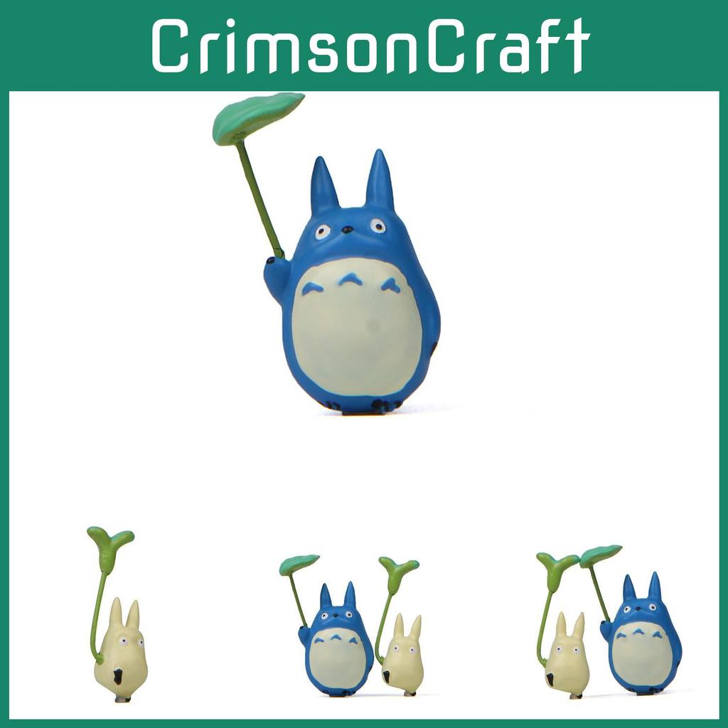 Cute Totoro Cartoon Hold Leaf Cat Mini Model For Gift And Decoration