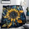 Sunflower Print Flannel Blanket, High Quality Comfortable for All Seasons, Home Decor, Warmth and Comfort, Perfect for Christmas Gifts